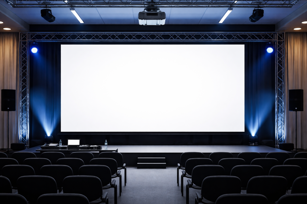 Проекционный экран в аренду: какой формат и размер нужен для вашего зала